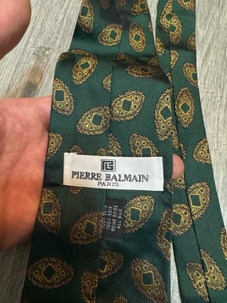 Cravatta Balmain fantasia paisley verde oro