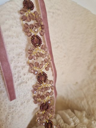 Gargantilla choker de pedrería rosa