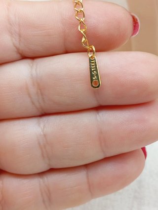 Collar Acero Bañado Oro 18k con Piedra Roja