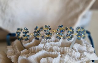 Gargantilla Choker Azul y Dorado