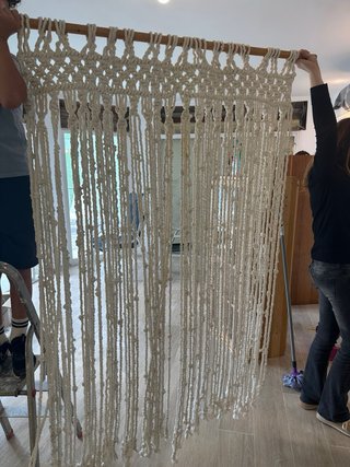 Cortina Macramé Algodón y Madera