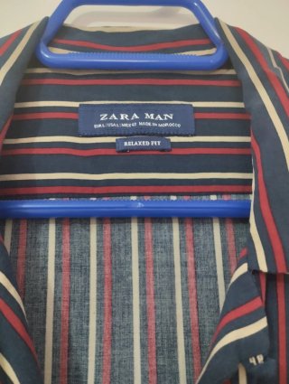 Camisa Zara Rayas Azul Rojo Talla L