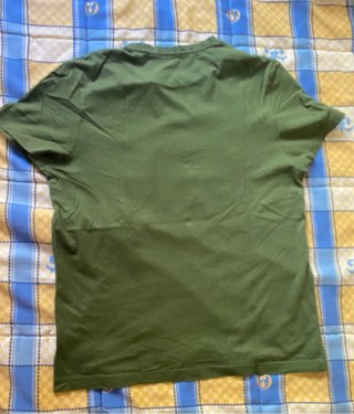 Camiseta verde manga corta, moto, Talla L