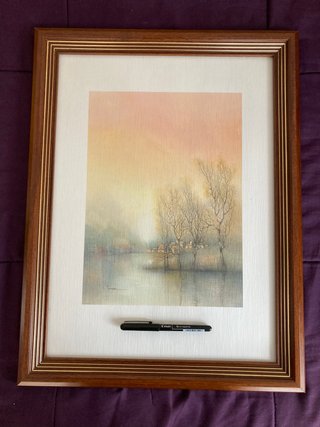 Cuadro paisaje marco madera 55x42cm