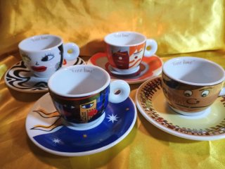 Set 4 Tazzine Caffè con Piattini