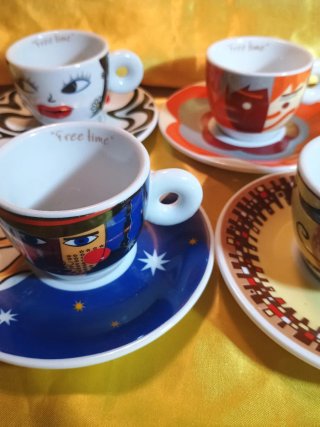 Set 4 Tazzine Caffè con Piattini