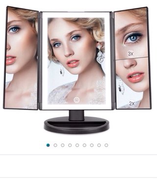 Espejo Maquillaje LED 3 Paneles Plegable.