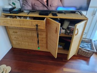 Mueble Ratan TV Marrón y Beige