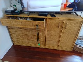 Mueble Ratan TV Marrón y Beige