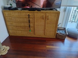 Mueble Ratan TV Marrón y Beige