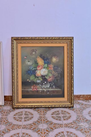 Cuadro de flores en dorado