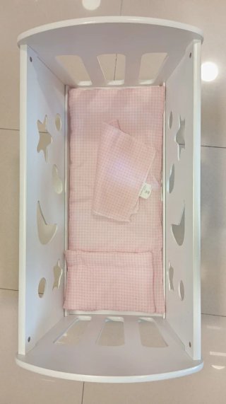 Cuna y trona de madera para juguete