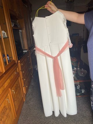 Vestido de comunión blanco y rosa