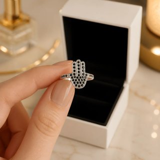 Anillo Mano de Fátima Chapado Plata