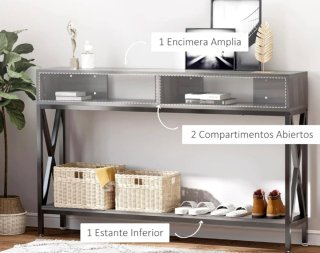 Mueble consola recibidor madera y metal