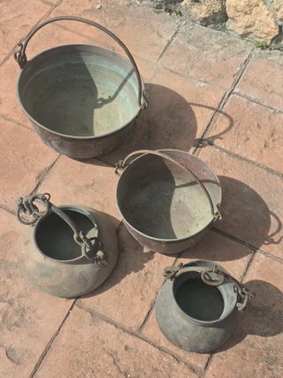 4 Calderos de Cobre Antiguos