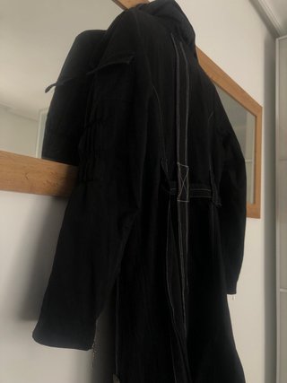 Chaqueta larga motera negra