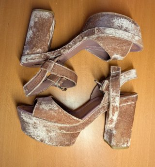 Sandalias terciopelo rosa