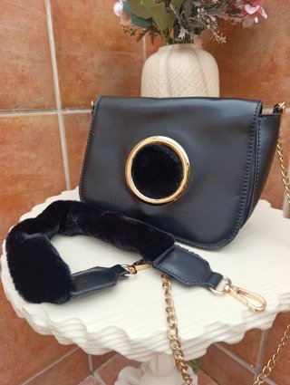 Bolso de fiesta negro con centro terciopelo
