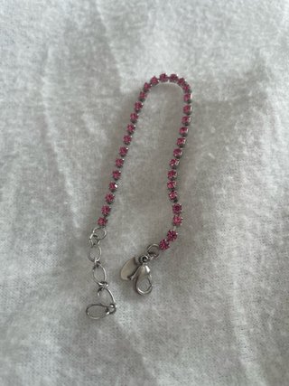 Braccialetto Tennis con Strass Rosa Argento