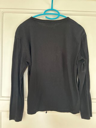 Camiseta Mango Negra Fruncida Manga Larga