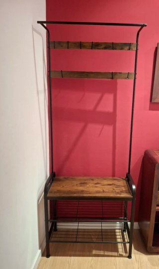 Perchero Zapatero Metálico y Madera