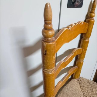 Silla de enea madera. 3 Sillas de Enea, rafia