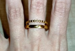Anillo Acero Dorado Bolitas Ajustable