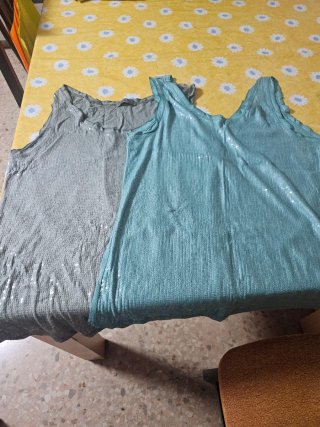 Camisetas tirantes lentejuelas plata y turquesa