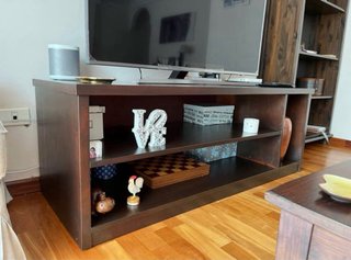 Mesa TV y centro madera oscura