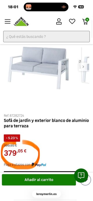 Sofá Exterior Aluminio blanco