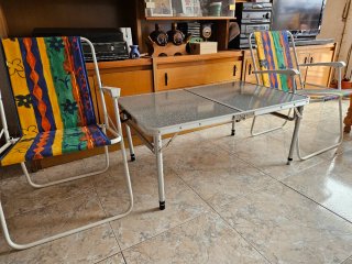 Mesa y 2 Sillas Playa Plegables