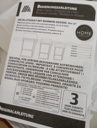 Set 3 tavolini HOME  finto marmo, metallo