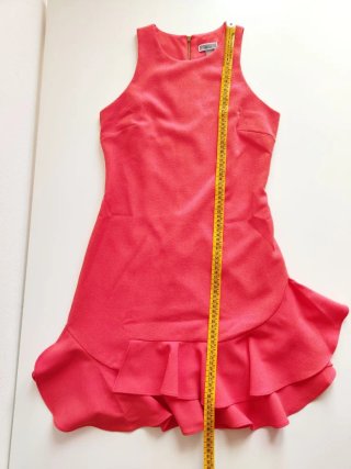 Abito elegante cerimonia corallo con volant