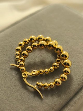 Pendientes Aro Bolitas Bañados en Oro 18k