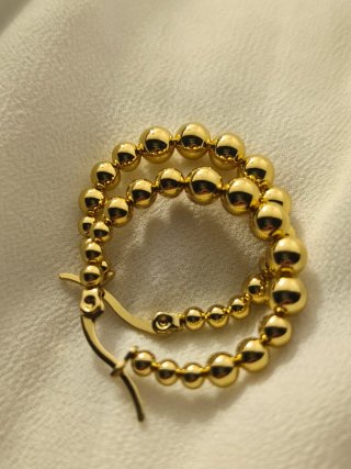 Pendientes Aro Bolitas Bañados en Oro 18k