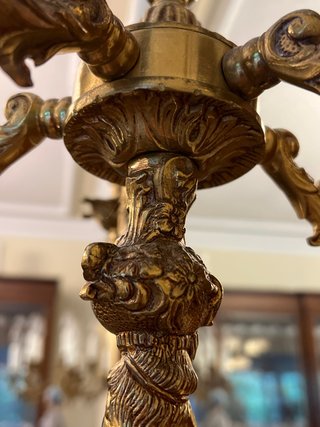 Pareja Candelabros Bronce 5 Brazos Dobles