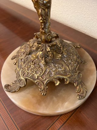 Pareja Candelabros Bronce 5 Brazos Dobles