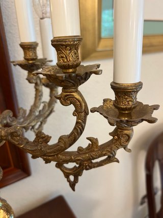 Pareja Candelabros Bronce 5 Brazos Dobles