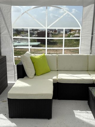 Conjunto de jardín Greca con cojines +envío a casa