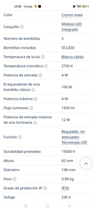 Lámpara de techo 3 focos metal plateado