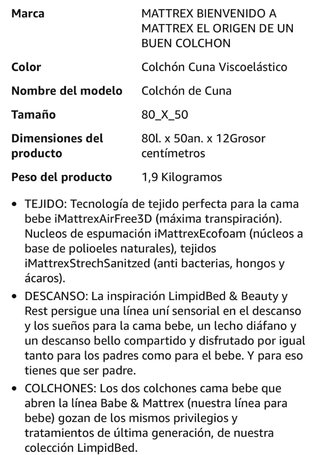 Colchón Minicuna 80x50