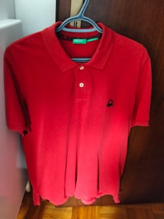 Polo Benetton rosso taglia L Muscle Fit