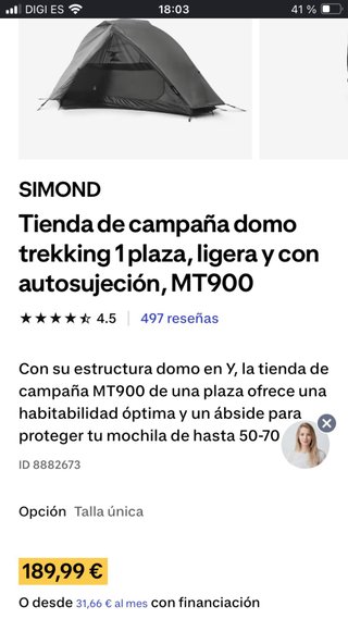 Tienda de campaña Forclaz MT 900 1 persona