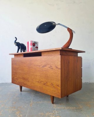 Escritorio francés de teca. Vintage, 60s.