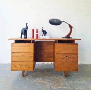Escritorio francés de teca. Vintage, 60s.