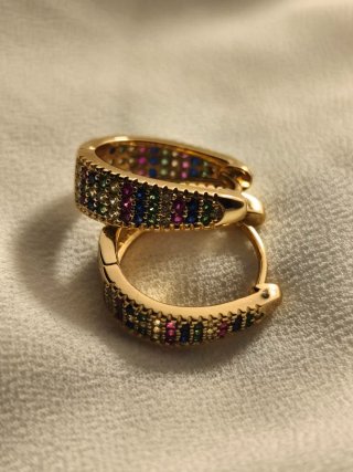 Pendientes Aro Chapados Oro 18k Multicolor