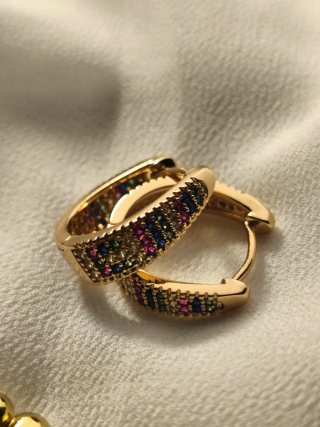 Pendientes Aro Chapados Oro 18k Multicolor