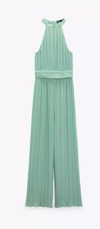 Mono Zara Halter Plisado Verde