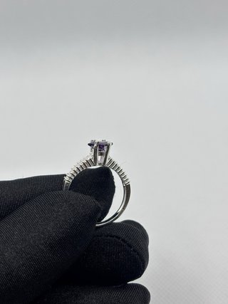 Anillo Plata 925 Corazón Morado